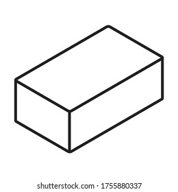 Bloque del icono del vector isométrico de concreto.Icono del vector de línea aislado en el bloque de fondo blanco del hormigón.