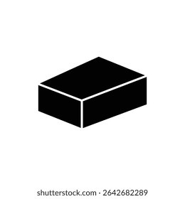 Block of cream cheese with clean edge on white background