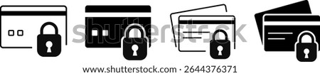 Block credit card icon set. Personal finance security. Technology to protect data and funds. representing data security and protection
