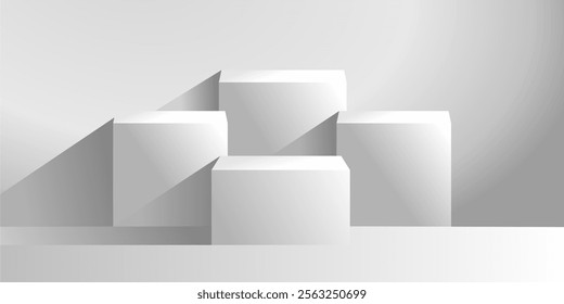 block cube podium stage 3d Abstract minimal scene mockup products display, Stage showcase. Vector geometric form.