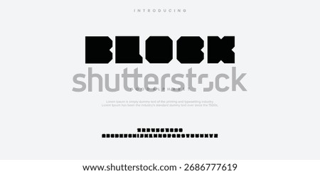 Block Custom simple font. Alphabetical design typeface vector illustrations