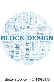 Block Design word cloud. Wordcloud made with text only.