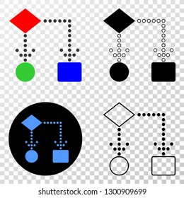 Block diagram EPS vector icon with contour, black and colored versions. Illustration style is flat iconic symbol on chess transparent background.