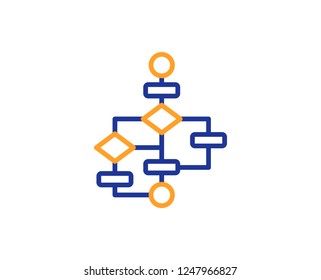 Block diagram line icon. Path scheme sign. Algorithm symbol. Colorful outline concept. Blue and orange thin line color Block diagram icon. Vector