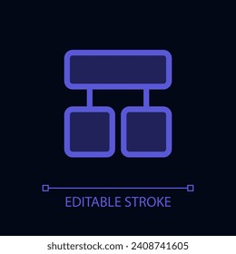 Block diagram pixel perfect glassmorphism ui icon for dark theme. Make decision. Color filled line element with transparency. Isolated vector pictogram for night mode. Editable stroke