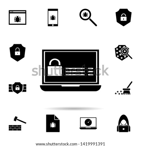 block documents in your computer icon. Universal set of hacker for website design and development, app development