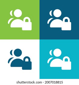 Bloqueo Plano cuatro colores mínimo conjunto de iconos