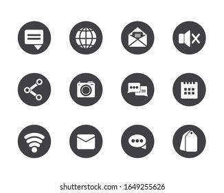 Bloquee el diseño de conjunto de iconos de estilo plano, comunicación multimedia social marketing digital web y conectar el tema Ilustración vectorial