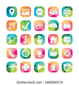 block flat style icon set design, Social media apps multimedia communication digital marketing internet web and connect theme Vector illustration