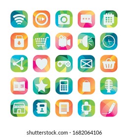 block flat style icon set design, Social media apps multimedia communication digital marketing internet web and connect theme Vector illustration