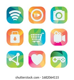 block flat style icon set design, Social media apps multimedia communication digital marketing internet web and connect theme Vector illustration
