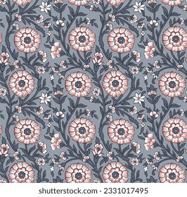 BLOCK FLORAL ALL OVER PRINT SEAMLESS PATTERN VECTOR ILLUSTRATION