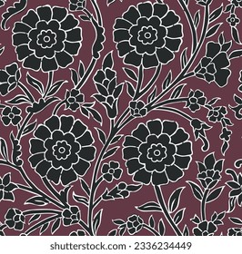 BLOCK FLORAL ALL OVER PRINT SEAMLESS PATTERN VECTOR ILLUSTRATION