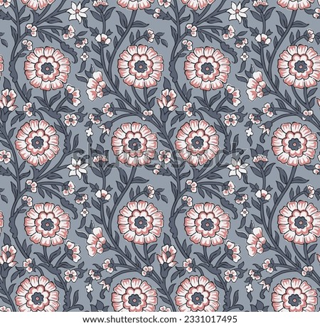BLOCK FLORAL ALL OVER PRINT SEAMLESS PATTERN VECTOR ILLUSTRATION