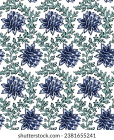 BLOCK FLORAL PRINT FLOWER PATTERN JACOBEAN PATTERN REPEAT FILE VECTOR 