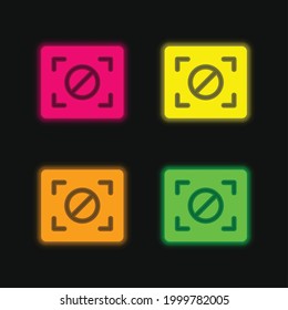 Block Focus four color glowing neon vector icon