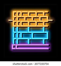 block foundation neon light sign vector. Glowing bright icon block foundation sign. transparent symbol illustration