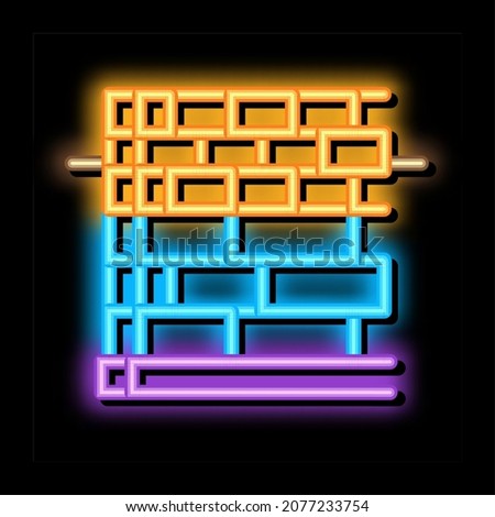 block foundation neon light sign vector. Glowing bright icon block foundation sign. transparent symbol illustration