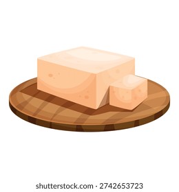Block of fresh tofu and a smaller cube displayed on a wooden cutting board, representing healthy eating and vegetarian protein sources