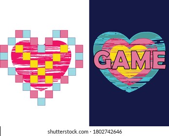 
BLOCK GAME HEART T SHIRT DESIGN