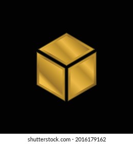 Block gold plated metalic icon or logo vector