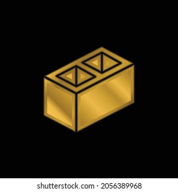 Block gold plated metalic icon or logo vector