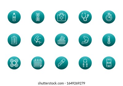 block gradient style icon set design, healthy lifestyle fitness gym bodybuilding bodycare fit activity exercise and workout theme Vector illustration