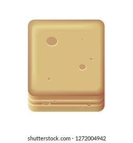 Block of ground or sand also looks like a cheese and peanut cookie in brown color isolated vector.