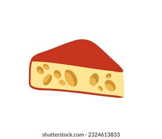 Block of hard cheese , vector illustration isolated on white background