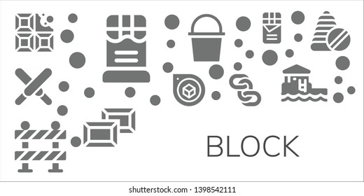 block icon set. 11 filled block icons.  Simple modern icons about  - Chocolate, Perspective, Barrier, Chains, Cube, Bungalow, Toys