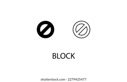 Block icons with 2 styles outline icon, glyph icon, vector stock.