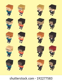 block isometric cartoon character