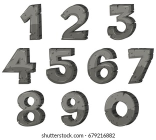 Block letter design for numbers illustration