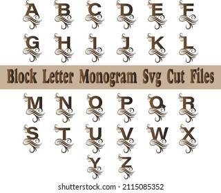 Block Letter Monogram SVG Bundle.Block Letter Monogram  T-shirt Design SVG Bundle. svg