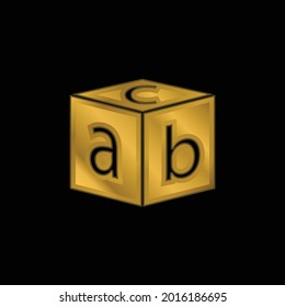 Block With Letters gold plated metalic icon or logo vector