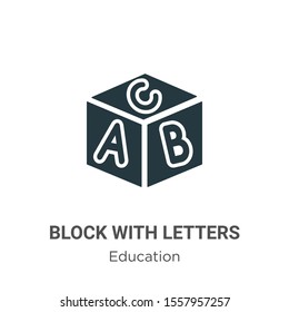 Block with letters vector icon on white background. Flat vector block with letters icon symbol sign from modern education collection for mobile concept and web apps design.