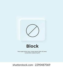 icono de línea de bloque, botón Estilo neumórfico. Diseño del icono de la interfaz de usuario del vector. Neumorfismo. Icono de línea de vector para negocios y publicidad