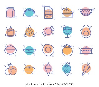 block line style icon set design, Eat food restaurant menu dinner lunch cooking and meal theme Vector illustration
