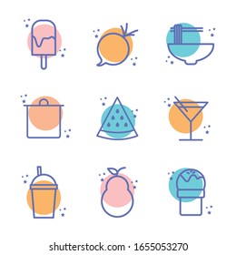 block line style icon set design, Eat food restaurant menu dinner lunch cooking and meal theme Vector illustration