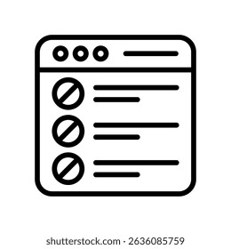 Block List Icon Line Vector Illustration