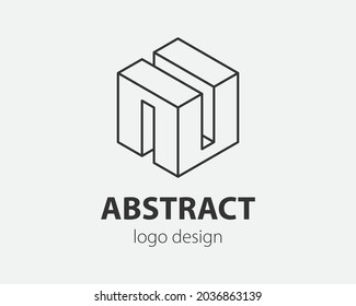Diseño abstracto de logotipo en bloque Estilo lineal de la plantilla de vector de comunicación de tecnología. Icono de concepto de Logotipo de Internet de Inteligencia.