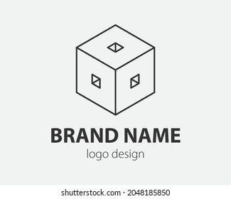 Block Logo abstract design Technology communication vector template linear style. Intelligence internet web Logotype concept icon.