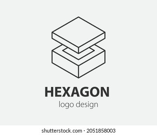 Diseño abstracto de logotipo en bloque Estilo lineal de la plantilla de vector de comunicación de tecnología. Icono de concepto de Logotipo de Internet de Inteligencia.