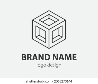 Block Logo abstract design Technology communication vector template linear style. Intelligence internet web Logotype concept icon.