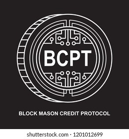 block mason credit protocol coin Cryptocurrency  icon with black background