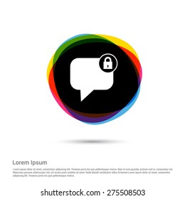 Block Member to Chat Icon, White pictogram icon creative circle Multicolor background. Vector illustration. Flat icon design style