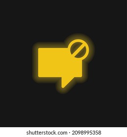 Block Message yellow glowing neon icon
