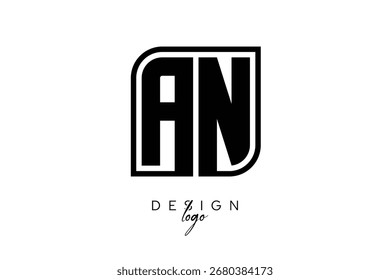AN Block Monogram Logo – Bold Geometric Lettermark in Rectangular Style for Modern Branding and Identity