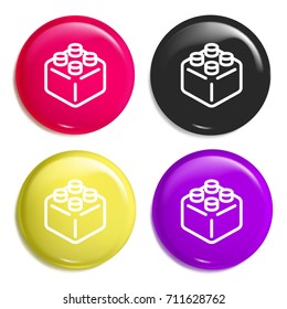Block multi color glossy badge icon set. Realistic shiny badge icon or logo mockup