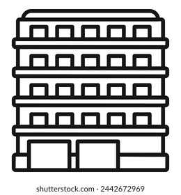 Block multistory building icon outline vector. Gym floor. Home glass block modern